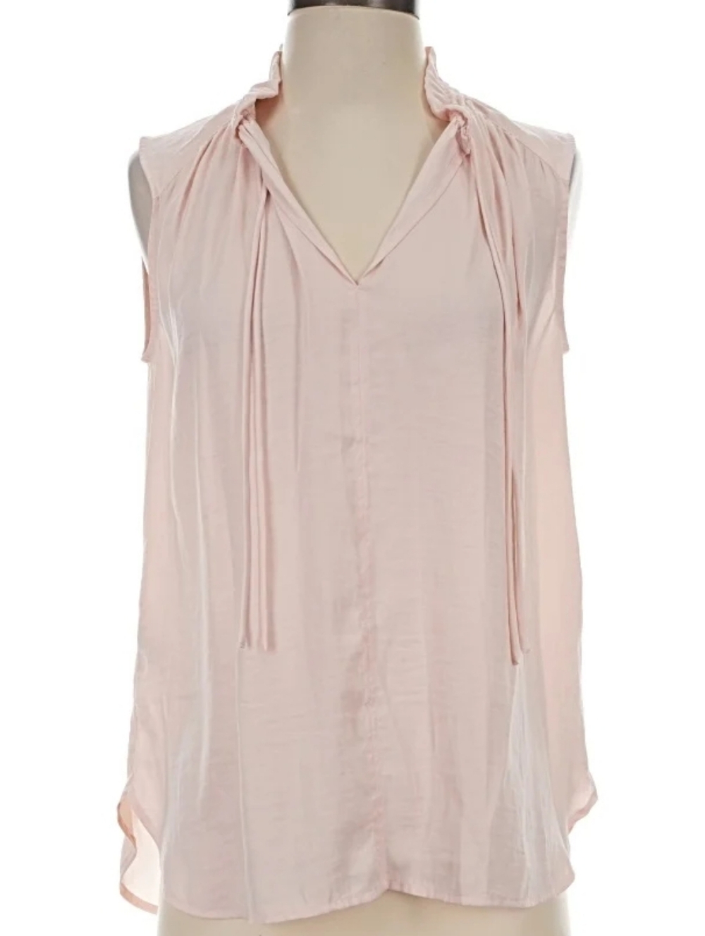 LOFT Pale Blush Sleeveless V-Neck Tie Front Blouse